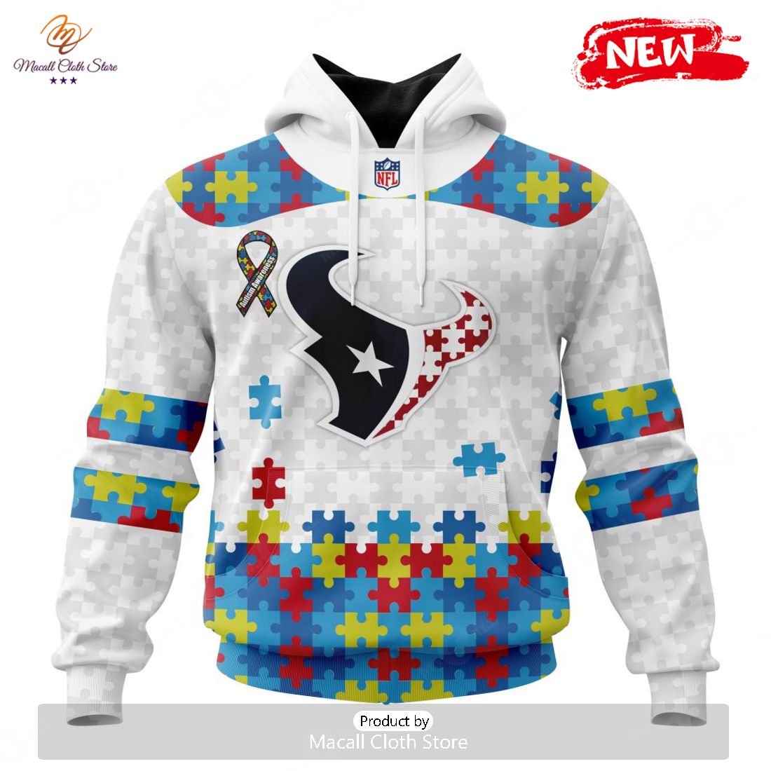 Personalized NFL Houston Texans Special Autism Awareness Design Hoodie Sweatshirt 3D