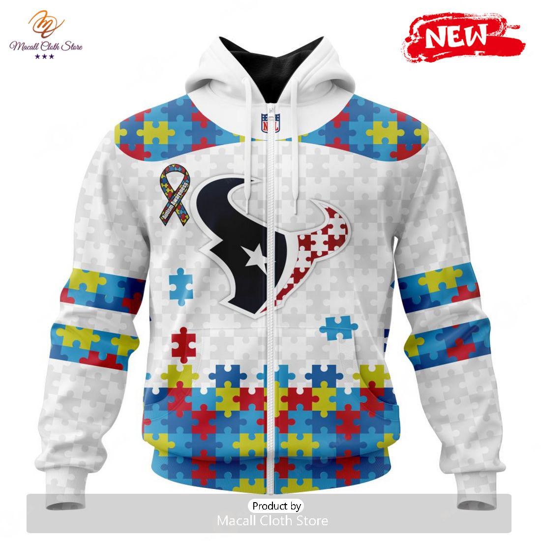 Personalized NFL Houston Texans Special Autism Awareness Design Hoodie Sweatshirt 3D