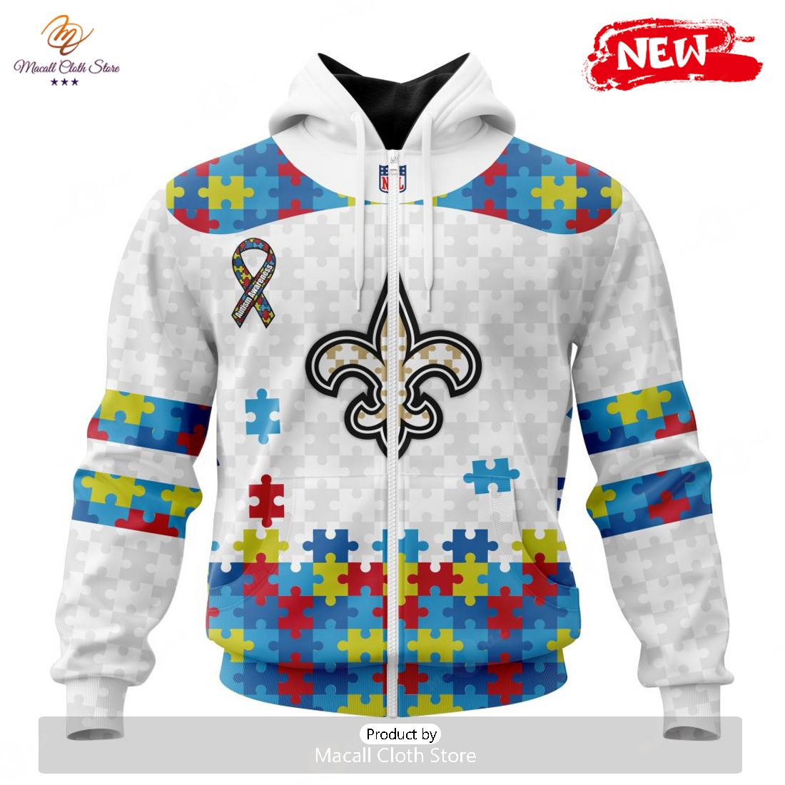 Personalized NFL New Orleans Saints Special Autism Awareness Design Hoodie Sweatshirt 3D