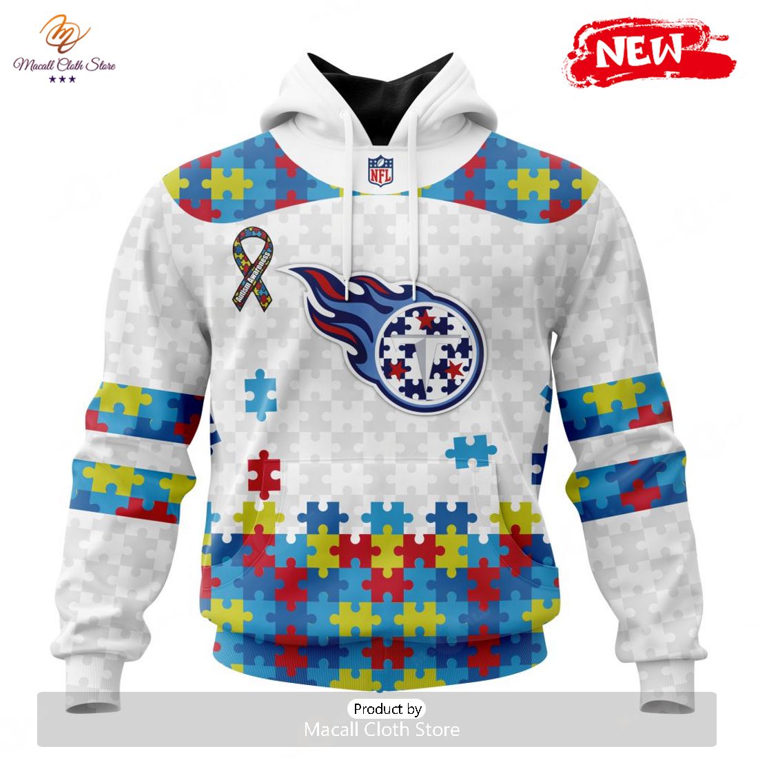Personalized NFL Tennessee Titans Special Autism Awareness Design Hoodie Sweatshirt 3D Personalized NFL Tennessee Titans Special Autism Awareness Design Hoodie Sweatshirt 3D