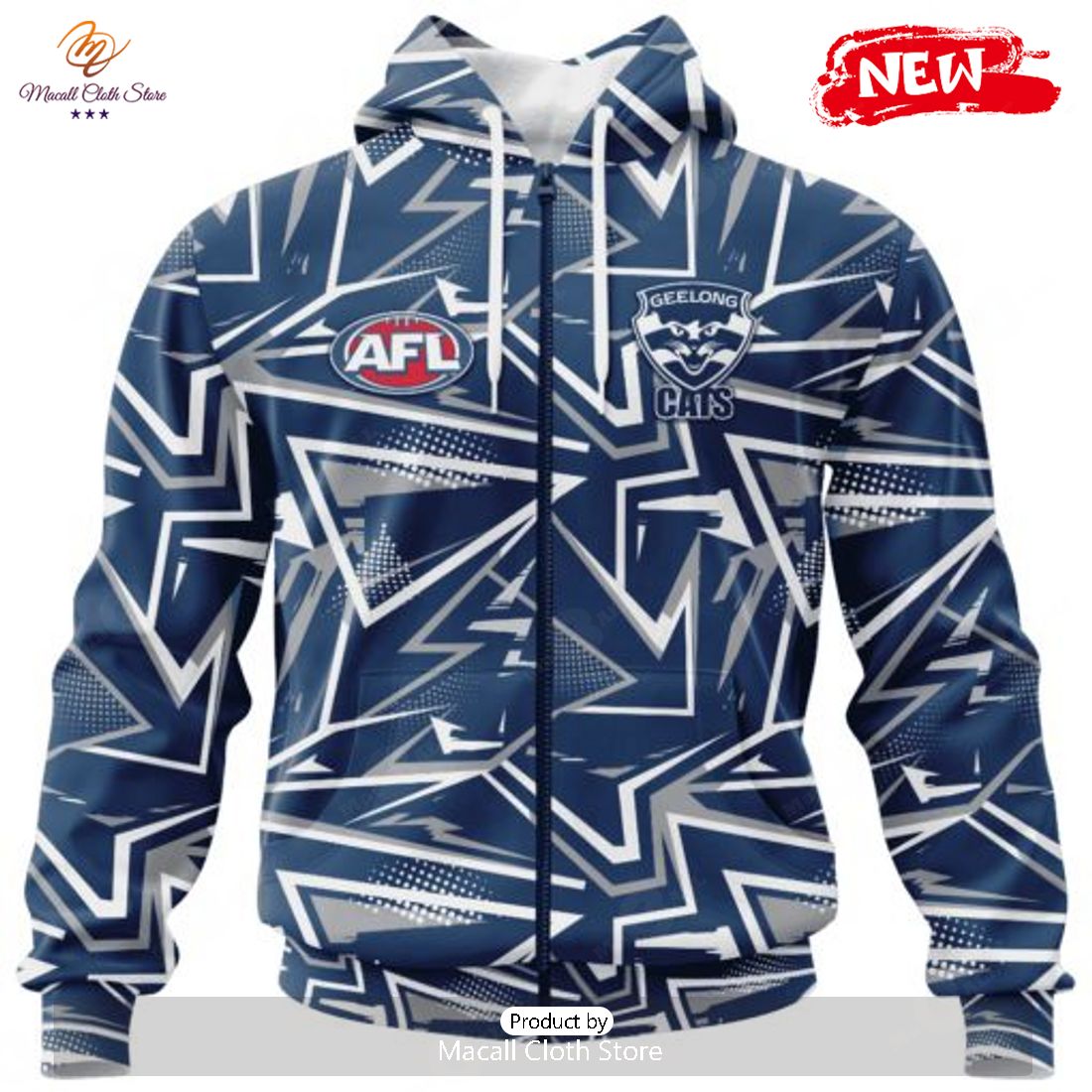HOT Personalized AFL Geelong Cats Special Abstract Design Hoodie Sweatshirt 3D