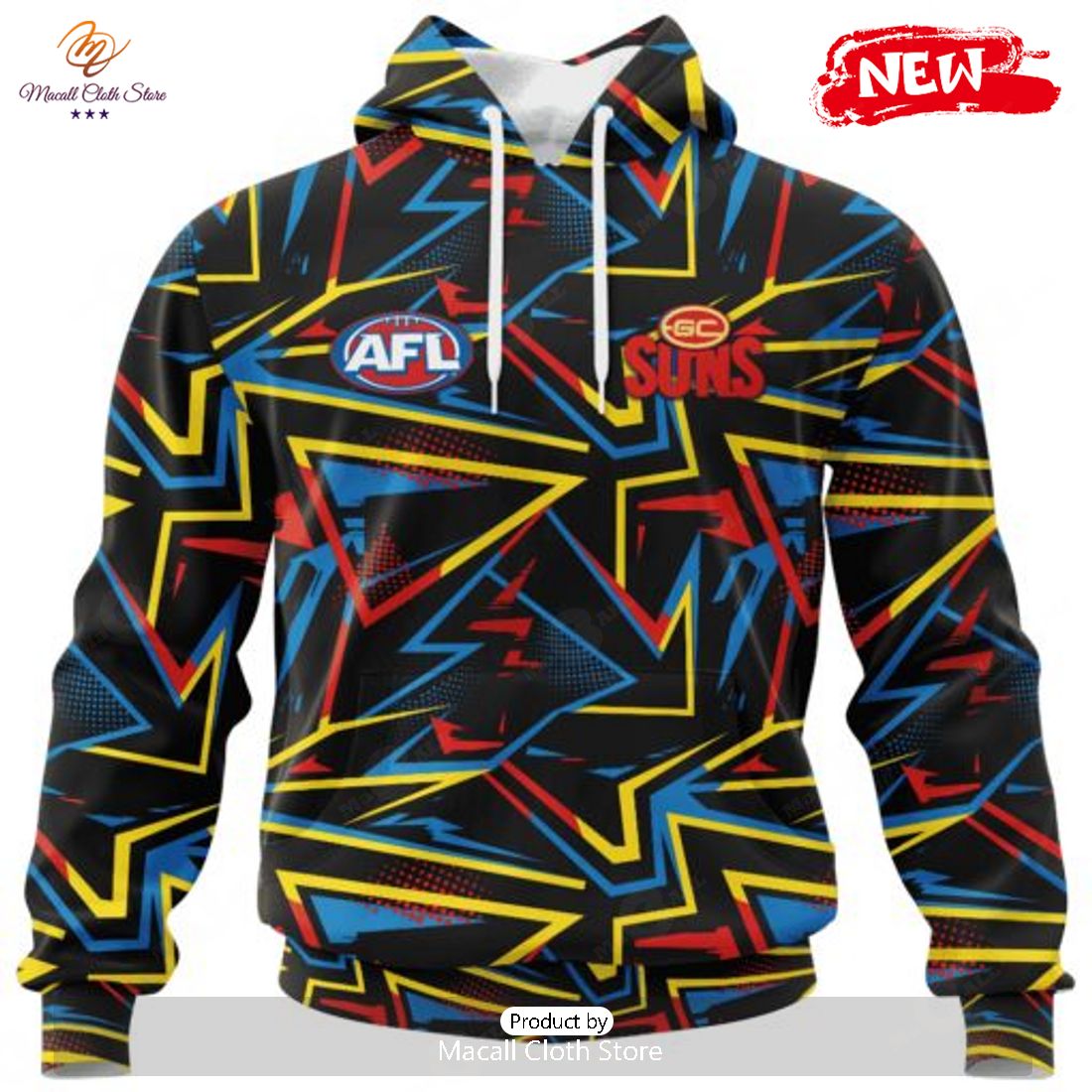 HOT Personalized AFL Gold Coast Suns Special Abstract Design Hoodie Sweatshirt 3D HOT Personalized AFL Gold Coast Suns Special Abstract Design Hoodie Sweatshirt 3D