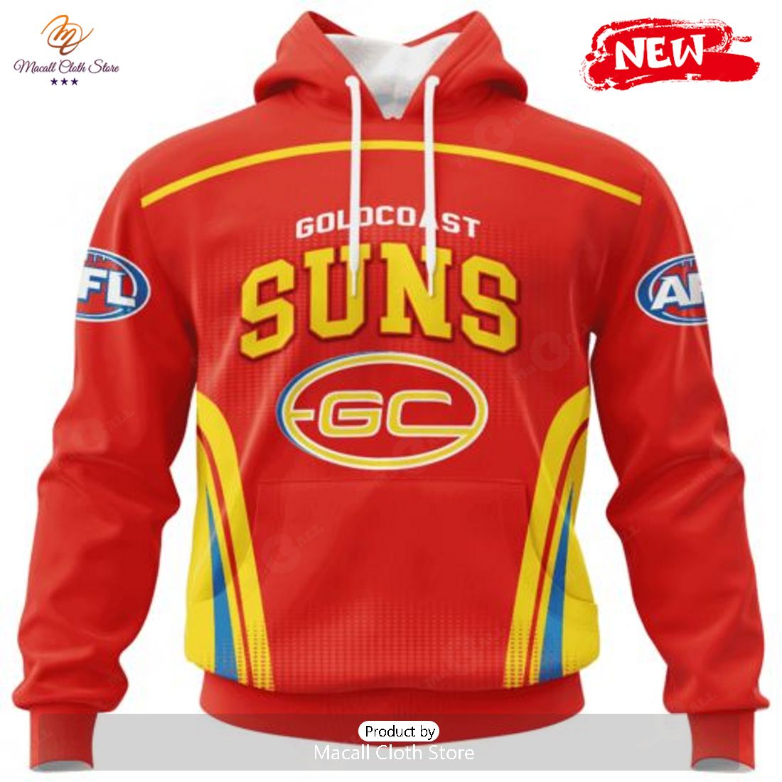 HOT Personalized AFL Gold Coast Suns Special Sideline Design Hoodie Sweatshirt 3D HOT Personalized AFL Gold Coast Suns Special Sideline Design Hoodie Sweatshirt 3D