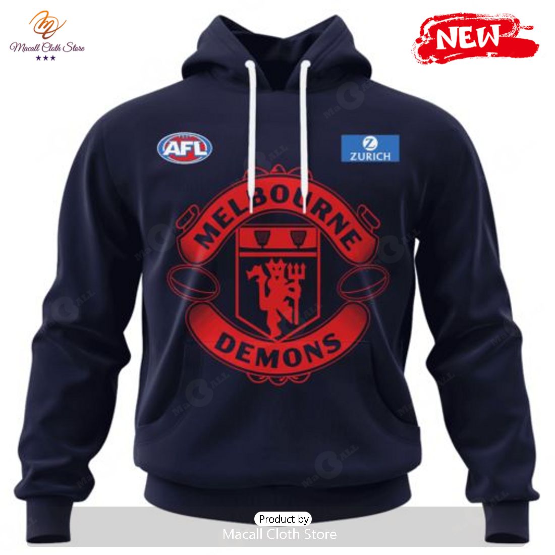 HOT Personalized AFL Melbourne Football Club Special Mix Design Hoodie Sweatshirt 3D