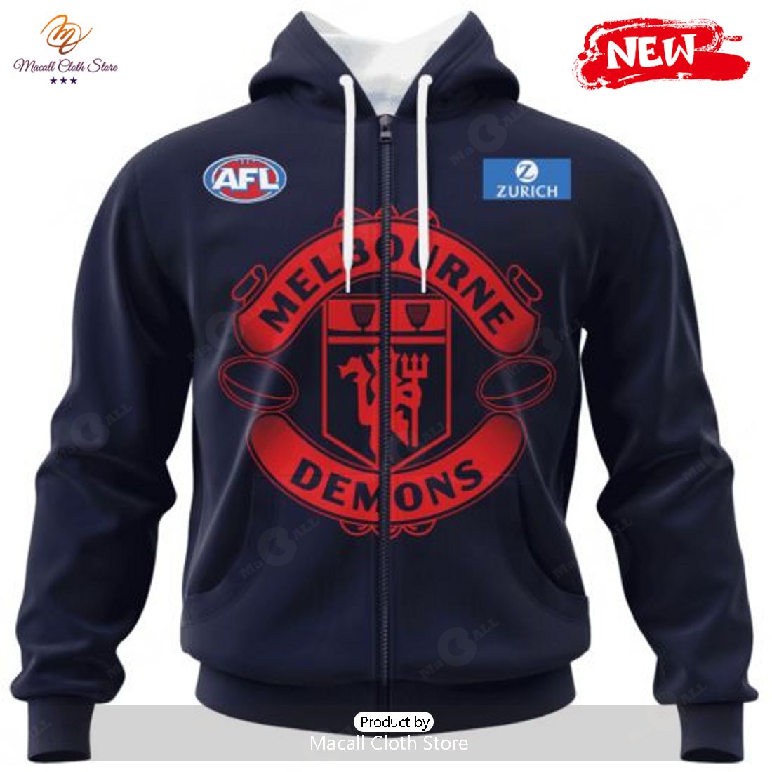 HOT Personalized AFL Melbourne Football Club Special Mix Design Hoodie Sweatshirt 3D
