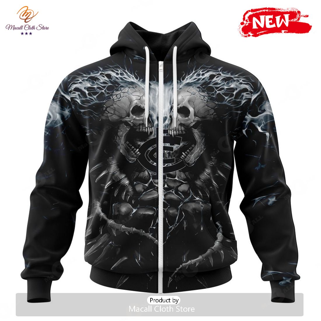 HOT AFL Carlton Football Club Special Skull Art Design Hoodie Sweatshirt 3D