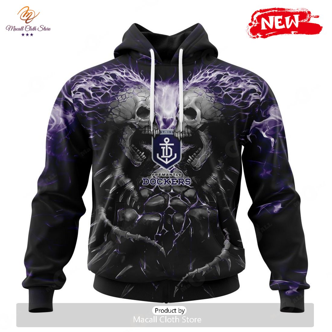 HOT AFL Fremantle Dockers Special Skull Art Design Hoodie Sweatshirt 3D