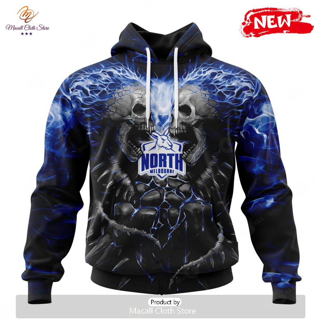 HOT AFL North Melbourne Football Club Special Skull Art Design Hoodie Sweatshirt 3D