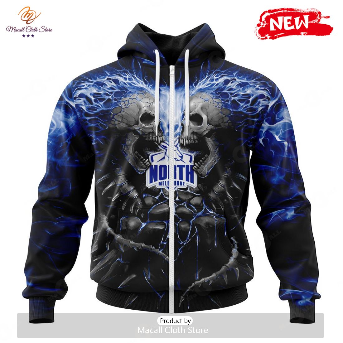 HOT AFL North Melbourne Football Club Special Skull Art Design Hoodie Sweatshirt 3D