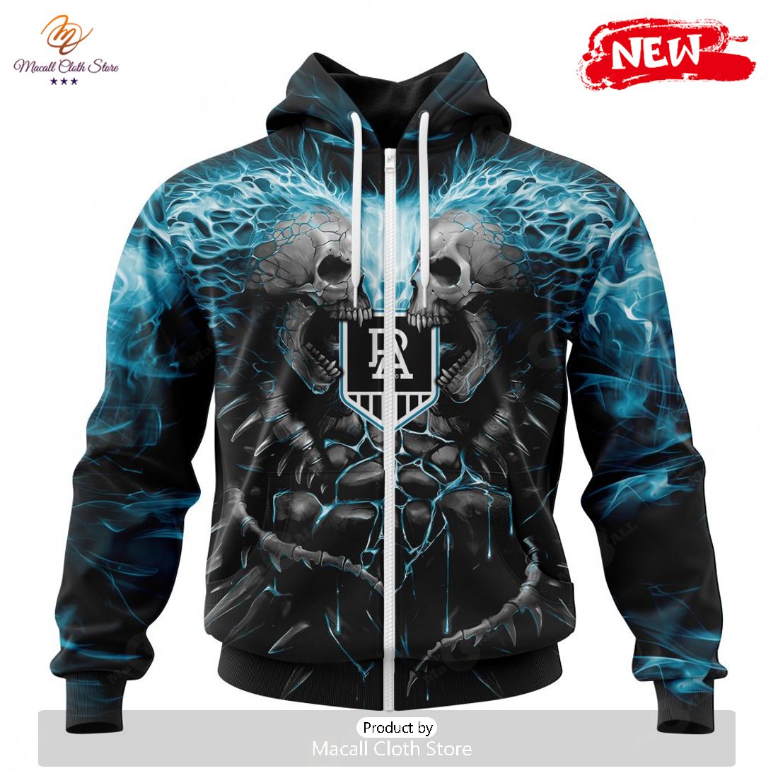 HOT AFL Port Adelaide Football Club Special Skull Art Design Hoodie Sweatshirt 3D