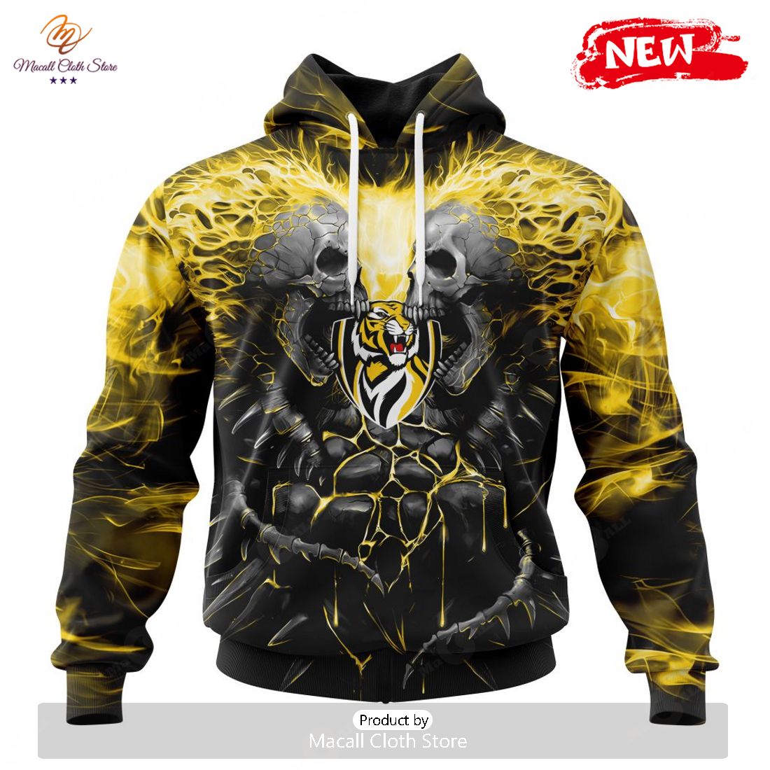 HOT AFL Richmond Tigers Special Skull Art Design Hoodie Sweatshirt 3D