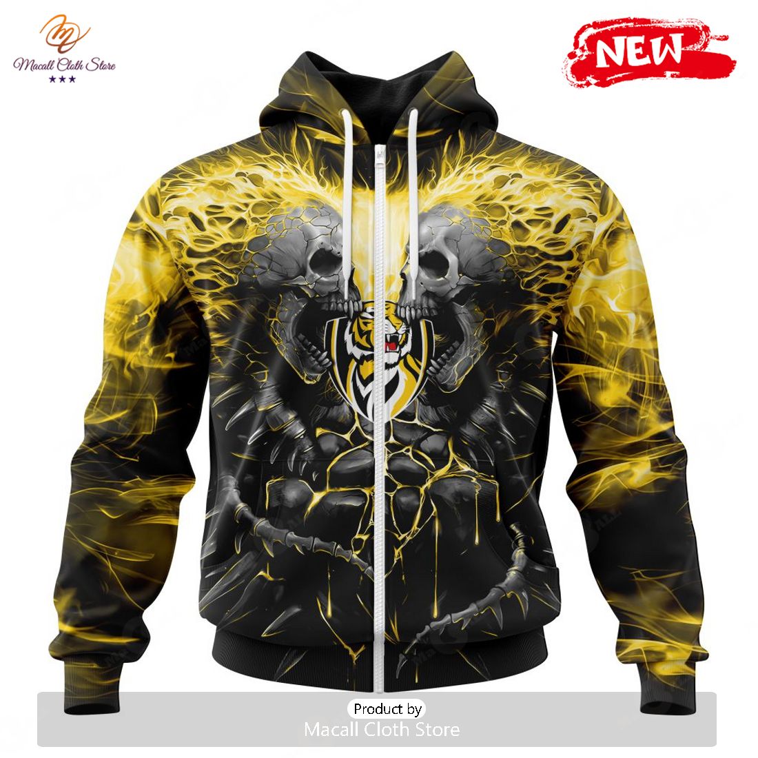 HOT AFL Richmond Tigers Special Skull Art Design Hoodie Sweatshirt 3D