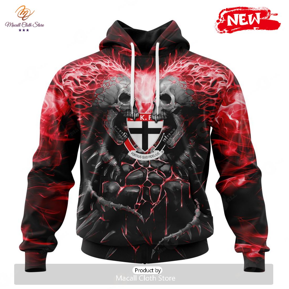 HOT AFL St Kilda Football Club Special Skull Art Design Hoodie Sweatshirt 3D