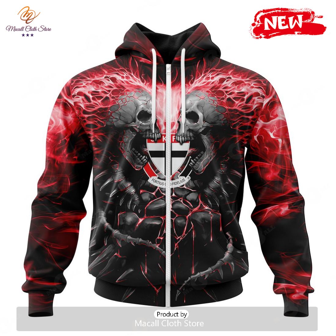 HOT AFL St Kilda Football Club Special Skull Art Design Hoodie Sweatshirt 3D