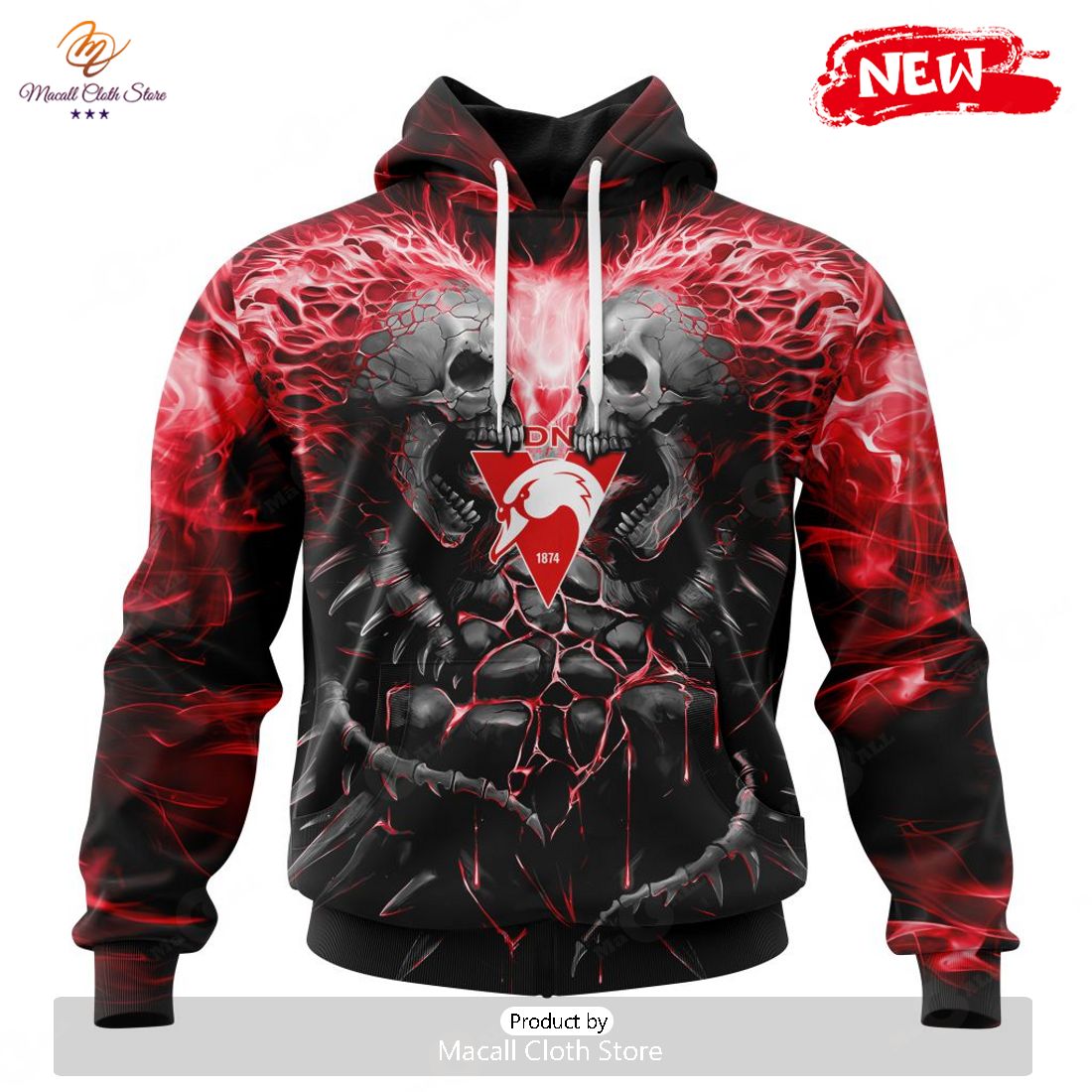 HOT AFL Sydney Swans Special Skull Art Design Hoodie Sweatshirt 3D