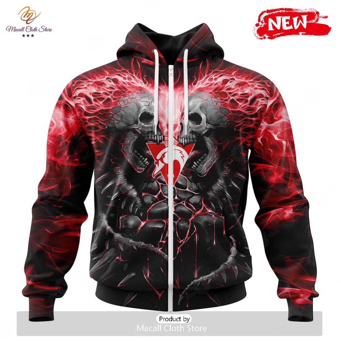 HOT AFL Sydney Swans Special Skull Art Design Hoodie Sweatshirt 3D
