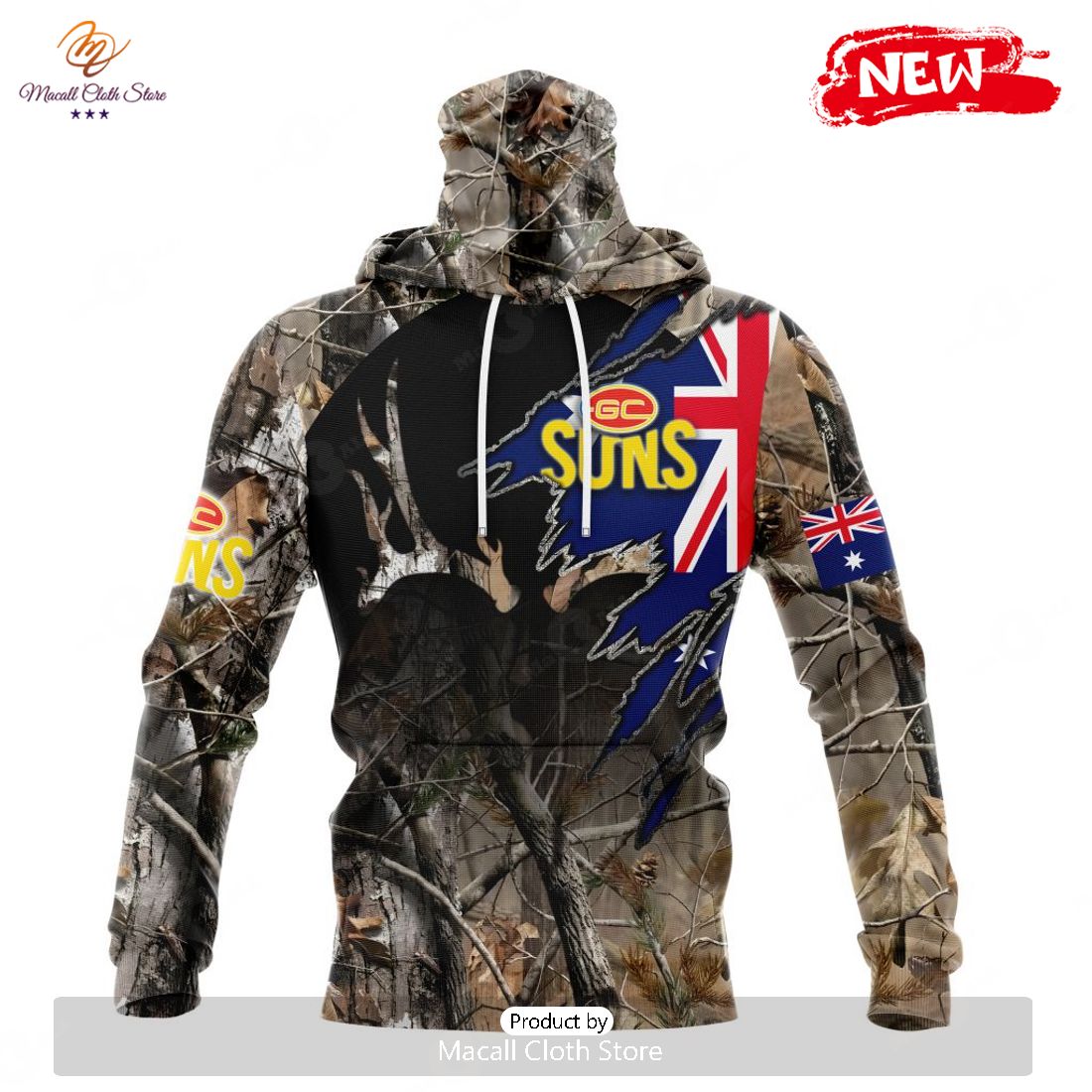 HOT Personalized AFL Gold Coast Suns Special Camo Realtree Hunting Hoodie Sweatshirt 3D HOT Personalized AFL Gold Coast Suns Special Camo Realtree Hunting Hoodie Sweatshirt 3D