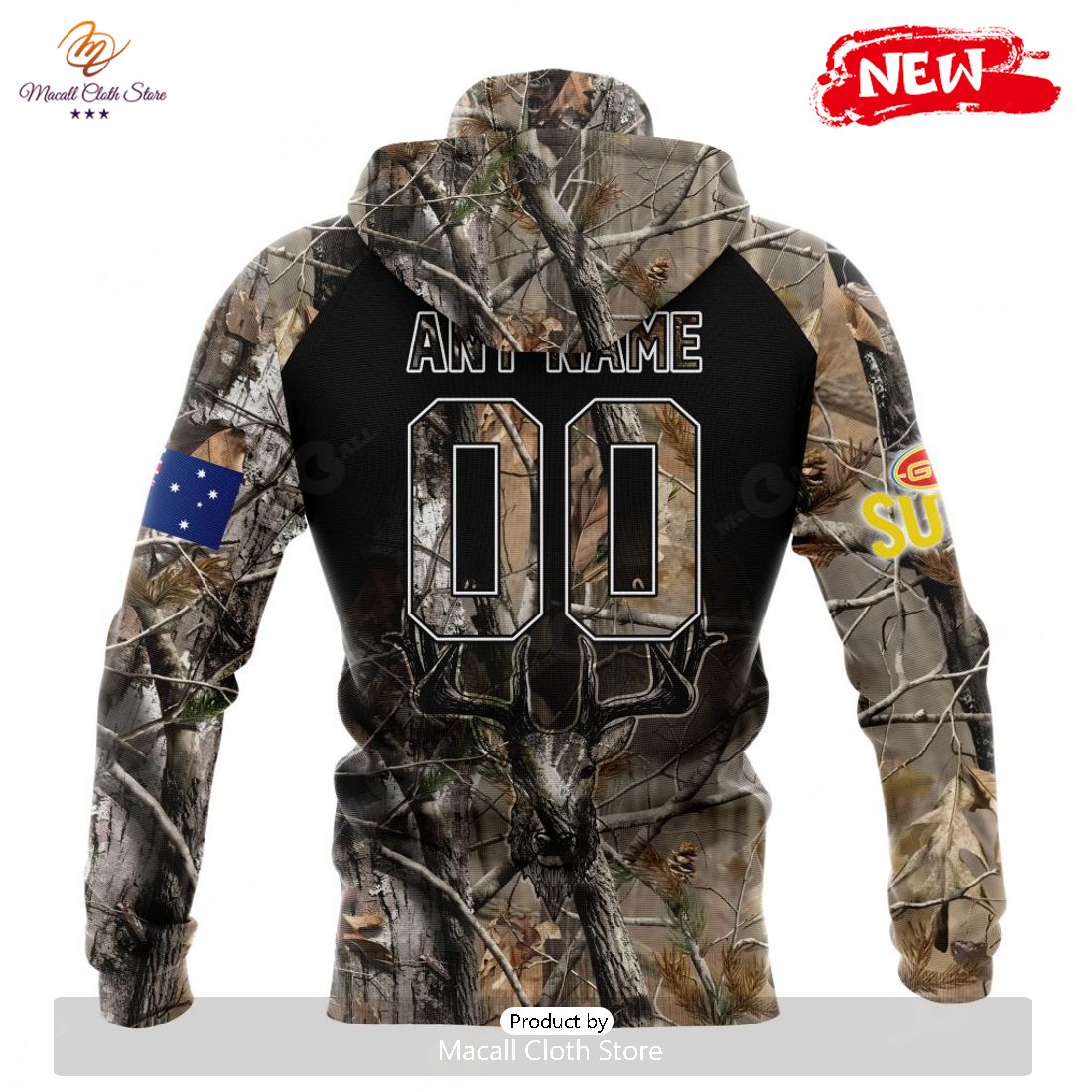 HOT Personalized AFL Gold Coast Suns Special Camo Realtree Hunting Hoodie Sweatshirt 3D HOT Personalized AFL Gold Coast Suns Special Camo Realtree Hunting Hoodie Sweatshirt 3D