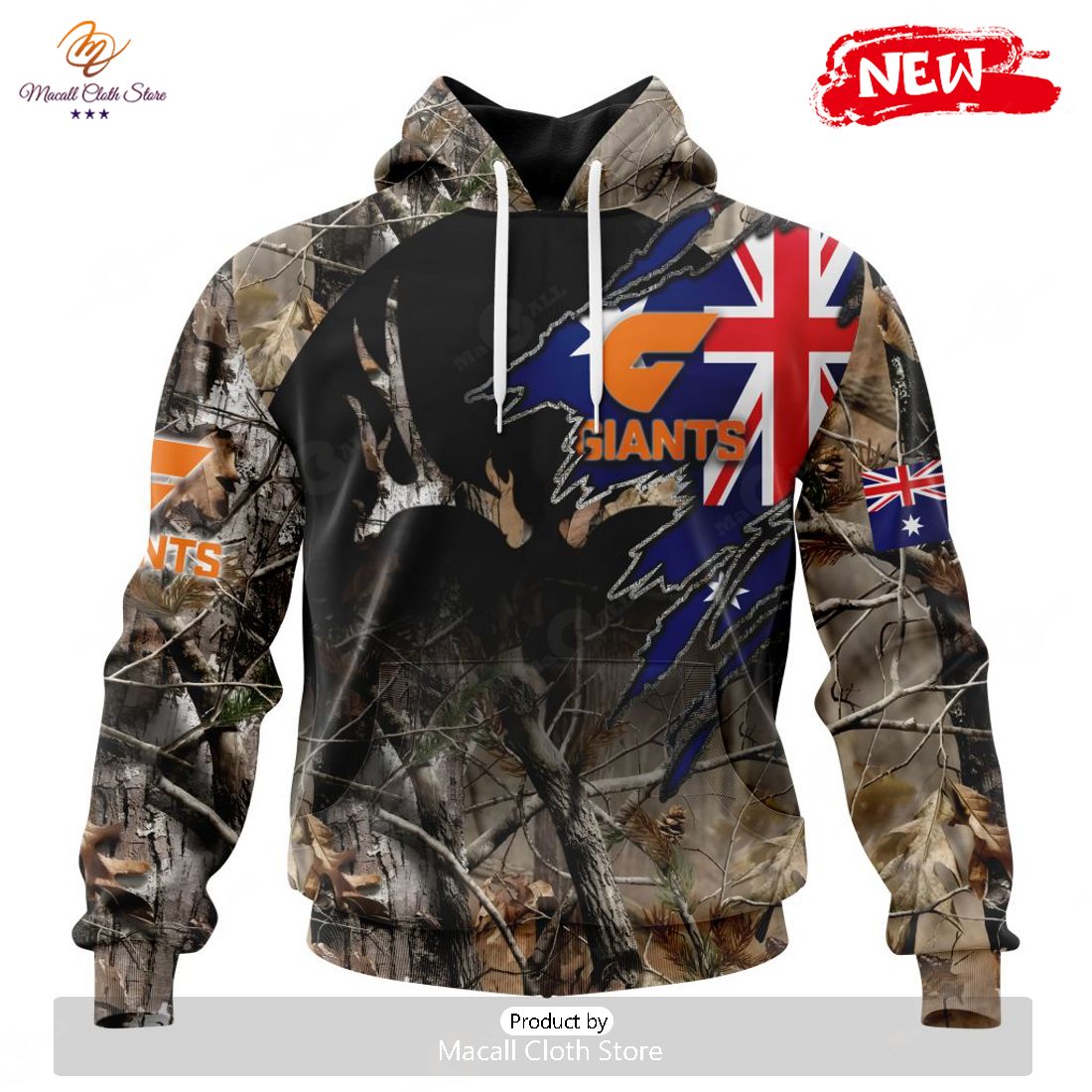 HOT Personalized AFL Greater Western Sydney Giants Special Camo Realtree Hunting Hoodie Sweatshirt 3D