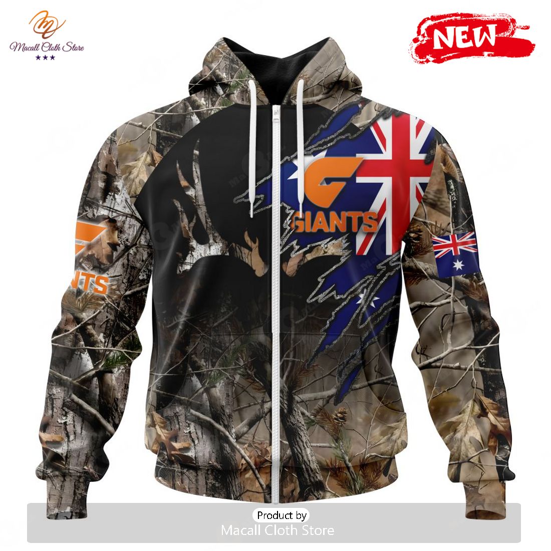 HOT Personalized AFL Greater Western Sydney Giants Special Camo Realtree Hunting Hoodie Sweatshirt 3D