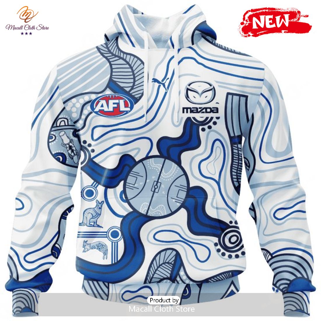 HOT Personalized AFL North Melbourne Football Club Special Indigenous Design Hoodie Sweatshirt 3D