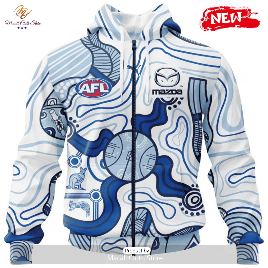 HOT Personalized AFL North Melbourne Football Club Special Indigenous Design Hoodie Sweatshirt 3D