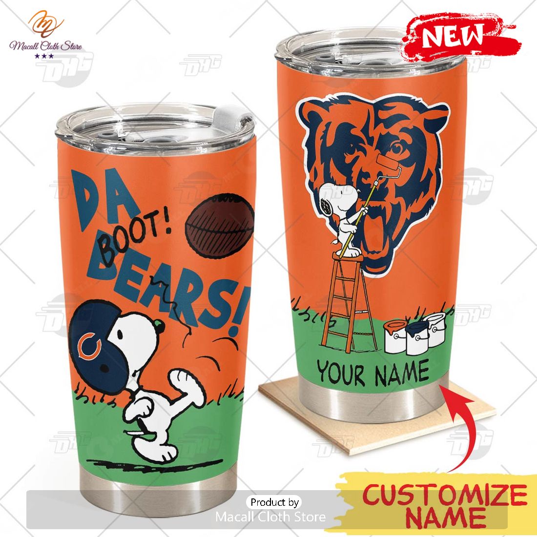 HOT Personalize NFL Chicago Bears Snoopy Stainless Steel Tumbler HOT Personalize NFL Chicago Bears Snoopy Stainless Steel Tumbler
