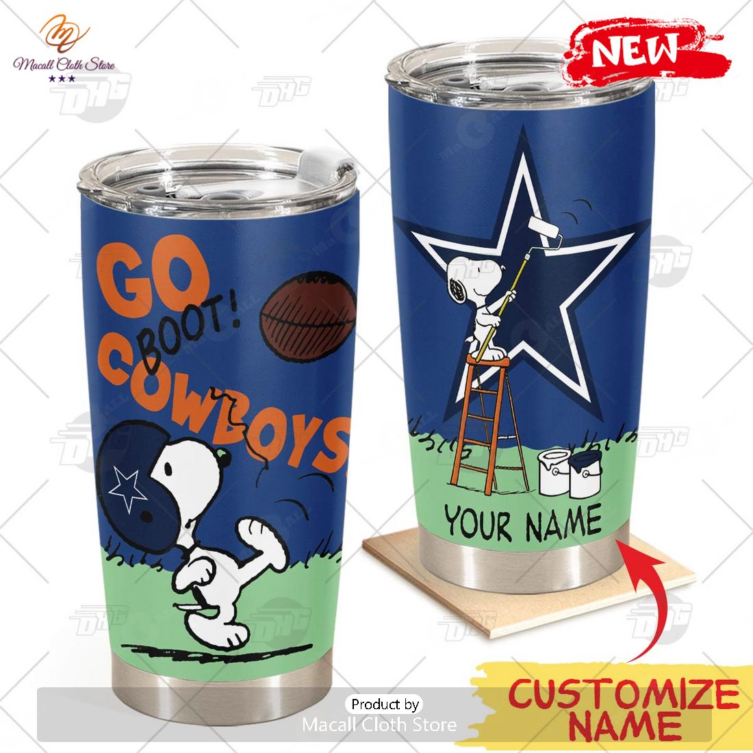 HOT Personalize NFL Dallas Cowboys Snoopy Stainless Steel Tumbler HOT Personalize NFL Dallas Cowboys Snoopy Stainless Steel Tumbler