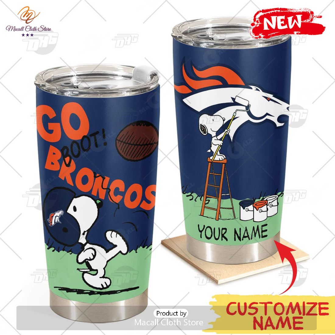 HOT Personalize NFL Denver Broncos Snoopy Stainless Steel Tumbler HOT Personalize NFL Denver Broncos Snoopy Stainless Steel Tumbler