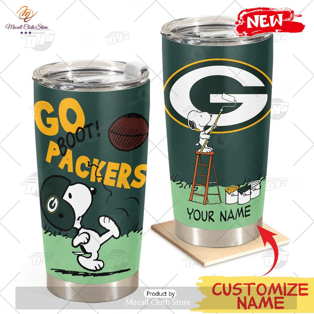 HOT Personalize NFL Green Bay Packers Snoopy Stainless Steel Tumbler HOT Personalize NFL Green Bay Packers Snoopy Stainless Steel Tumbler