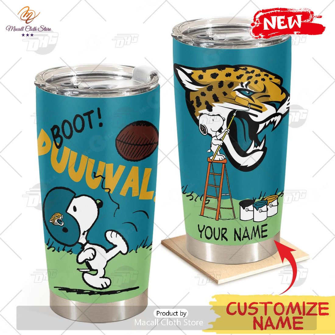 HOT Personalize NFL Jacksonville Jaguars Snoopy Stainless Steel Tumbler HOT Personalize NFL Jacksonville Jaguars Snoopy Stainless Steel Tumbler
