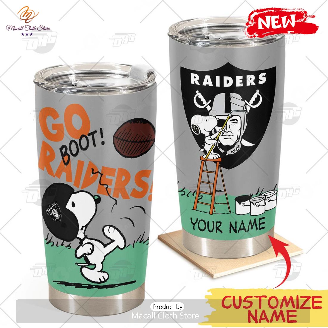 HOT Personalize NFL Las Vegas Raiders Snoopy Stainless Steel Tumbler HOT Personalize NFL Las Vegas Raiders Snoopy Stainless Steel Tumbler