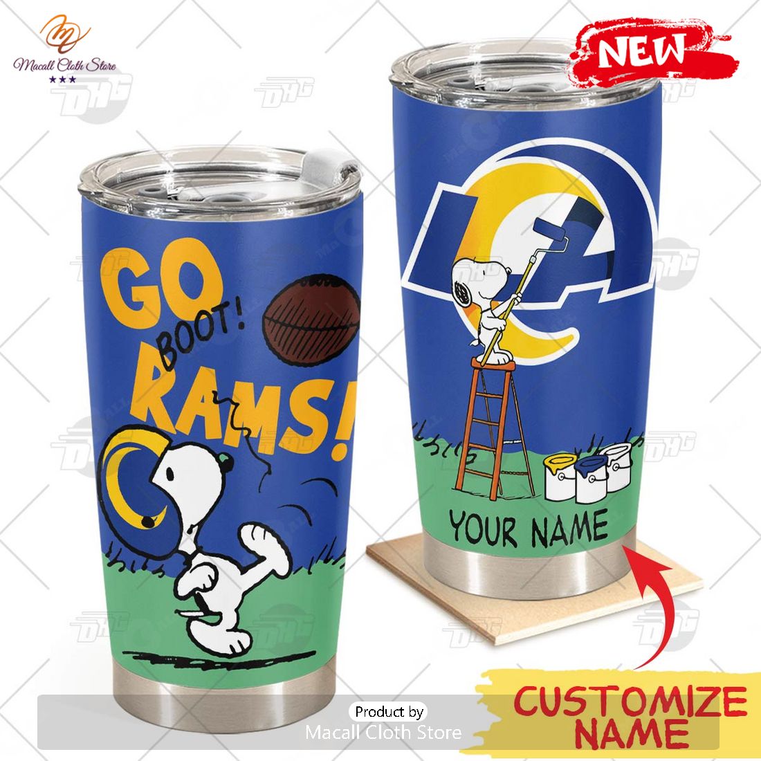 HOT Personalize NFL Los Angeles Rams Snoopy Stainless Steel Tumbler