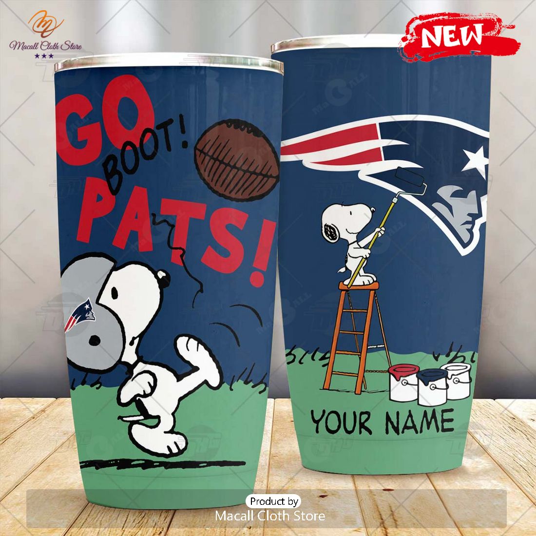 HOT Personalize NFL New England Patriots Snoopy Stainless Steel Tumbler HOT Personalize NFL New England Patriots Snoopy Stainless Steel Tumbler