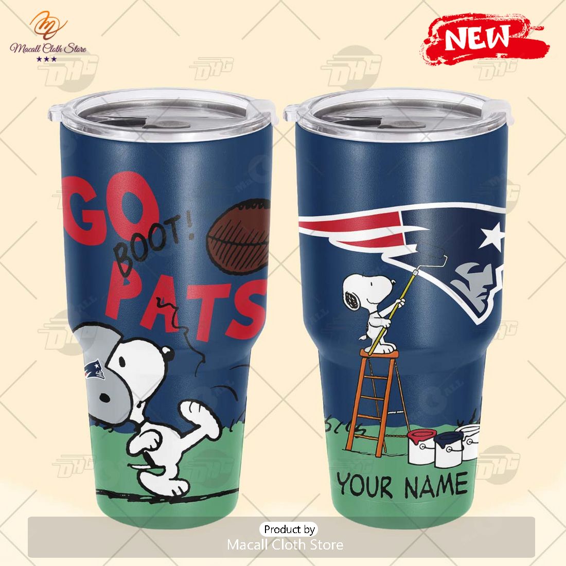 HOT Personalize NFL New England Patriots Snoopy Stainless Steel Tumbler HOT Personalize NFL New England Patriots Snoopy Stainless Steel Tumbler