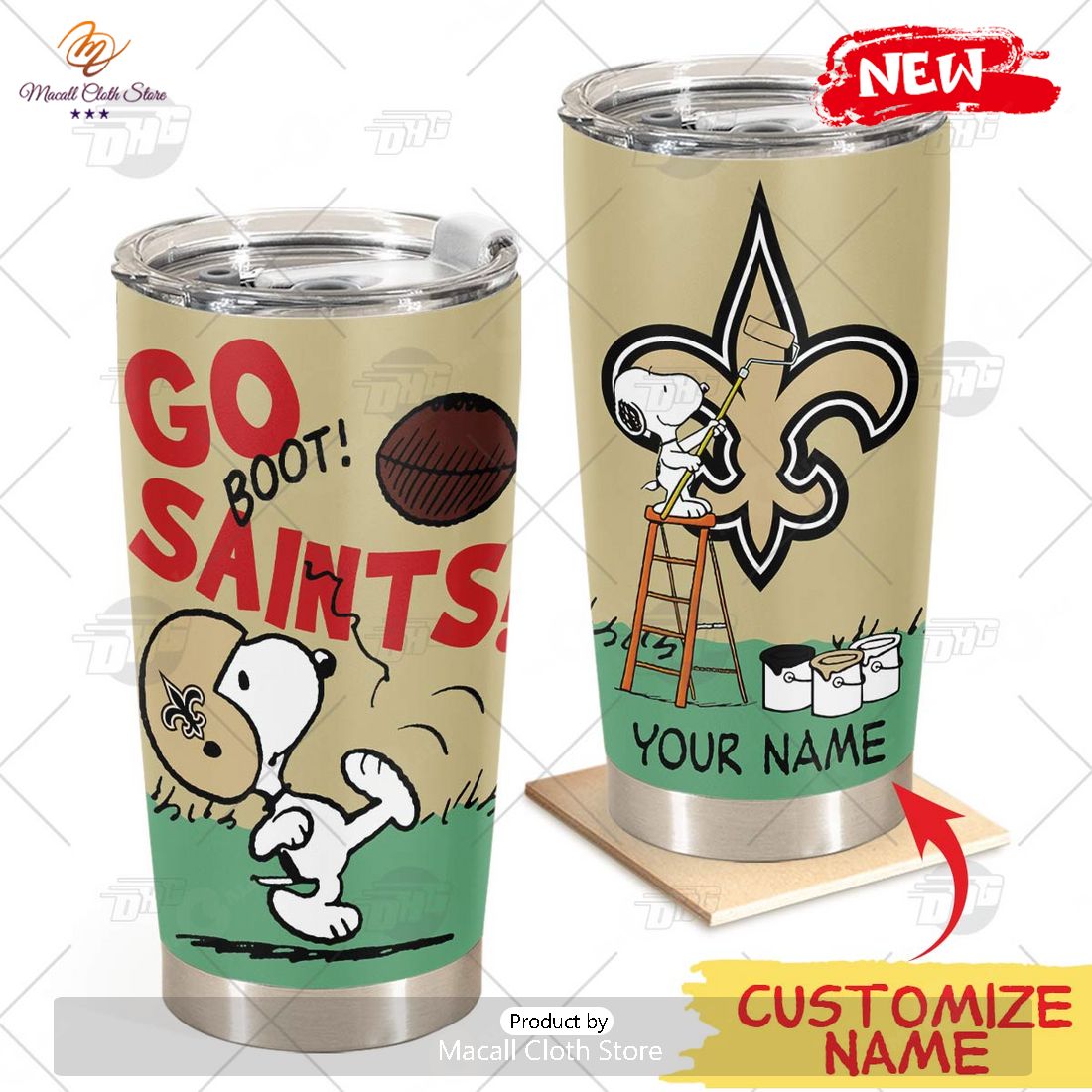 HOT Personalize NFL New Orleans Saints Snoopy Stainless Steel Tumbler HOT Personalize NFL New Orleans Saints Snoopy Stainless Steel Tumbler
