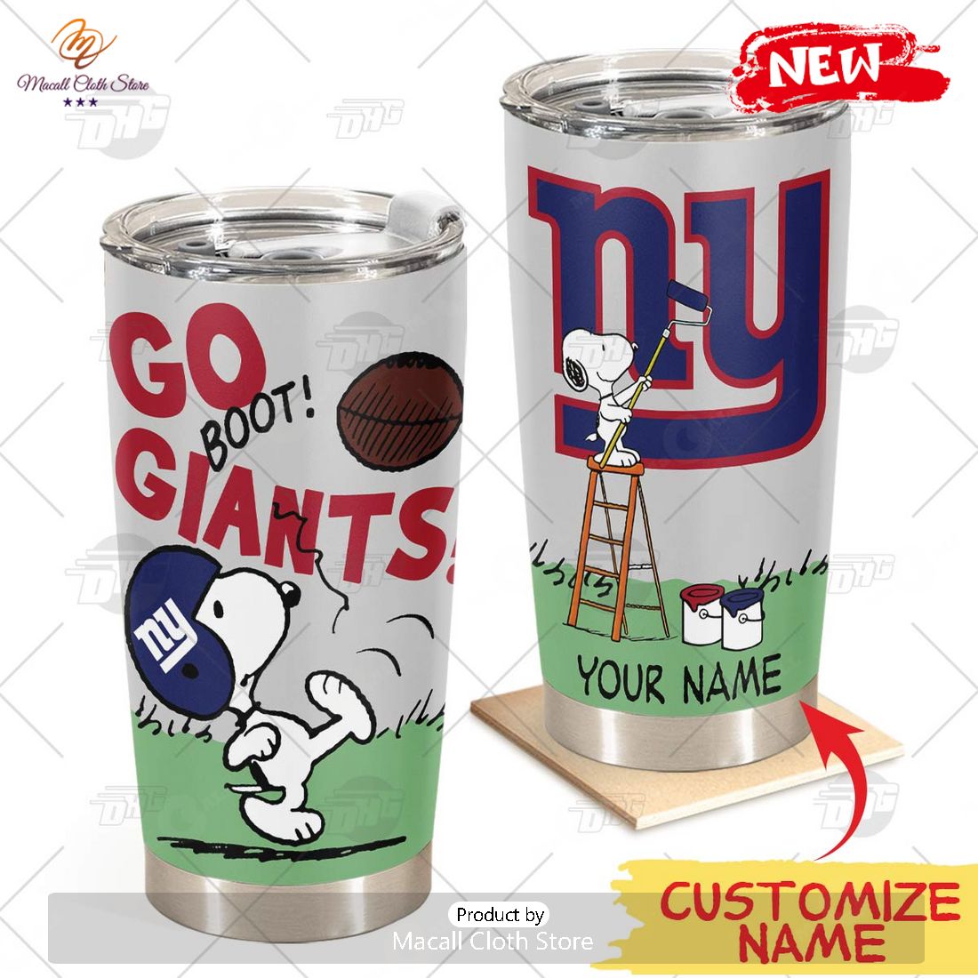 HOT Personalize NFL New York Giants Snoopy Stainless Steel Tumbler HOT Personalize NFL New York Giants Snoopy Stainless Steel Tumbler
