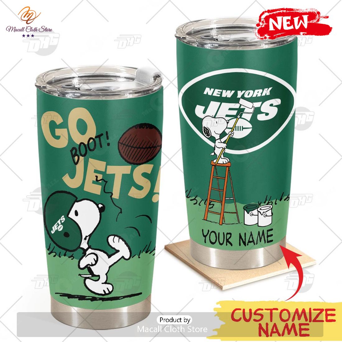 HOT Personalize NFL New York Jets Snoopy Stainless Steel Tumbler HOT Personalize NFL New York Jets Snoopy Stainless Steel Tumbler
