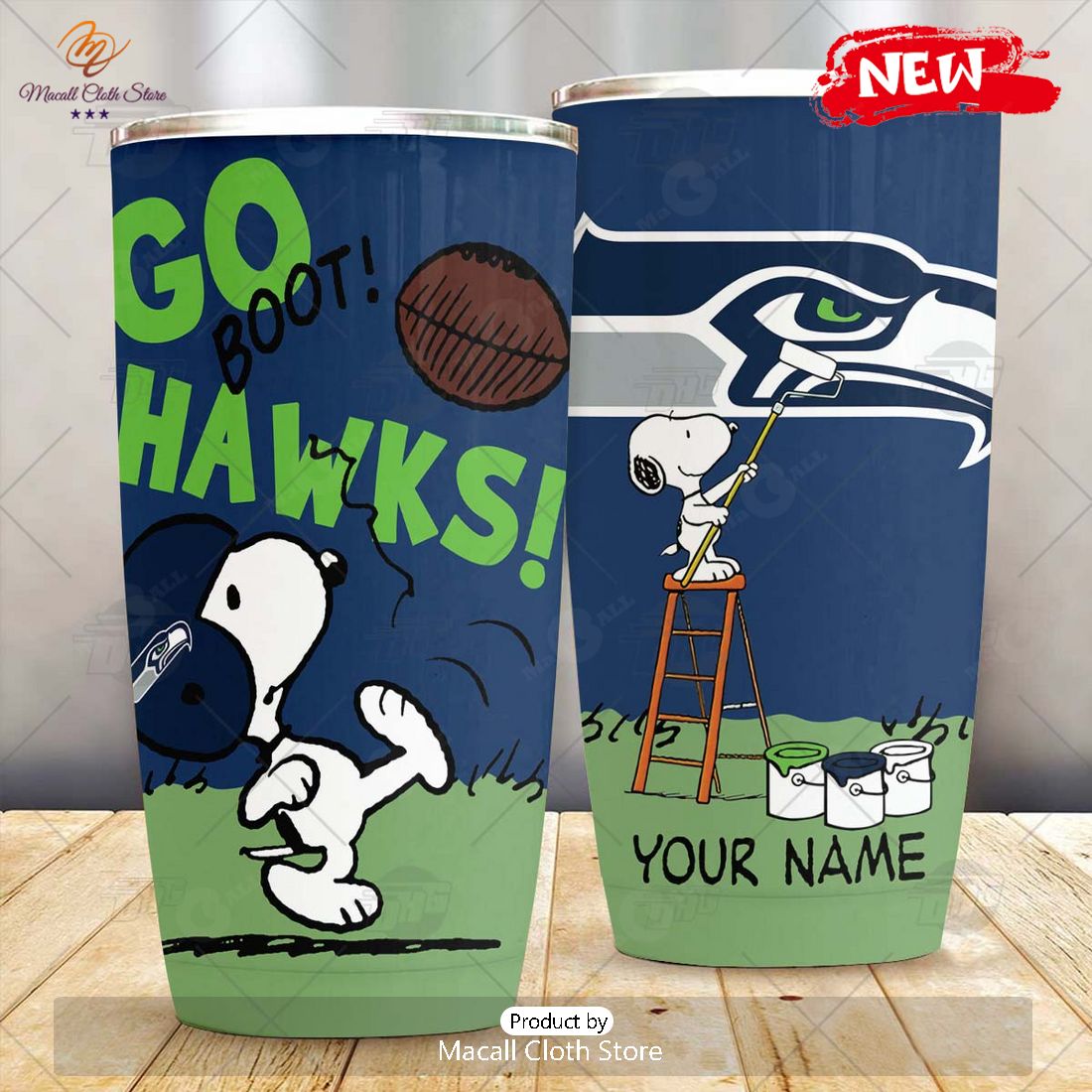 HOT Personalize NFL Seattle Seahawks Snoopy Stainless Steel Tumbler HOT Personalize NFL Seattle Seahawks Snoopy Stainless Steel Tumbler