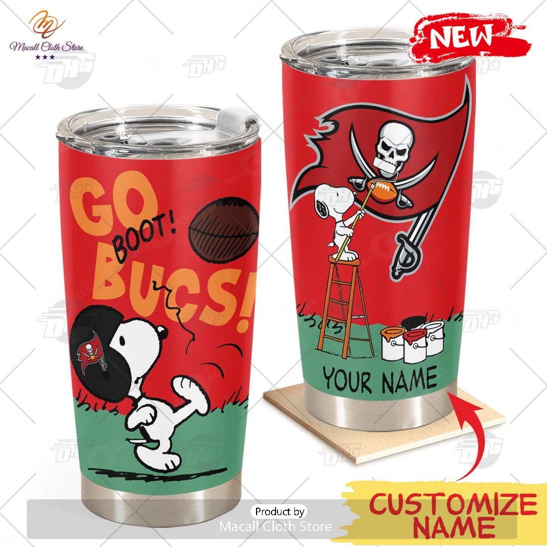 HOT Personalize NFL Tampa Bay Buccaneers Snoopy Stainless Steel Tumbler