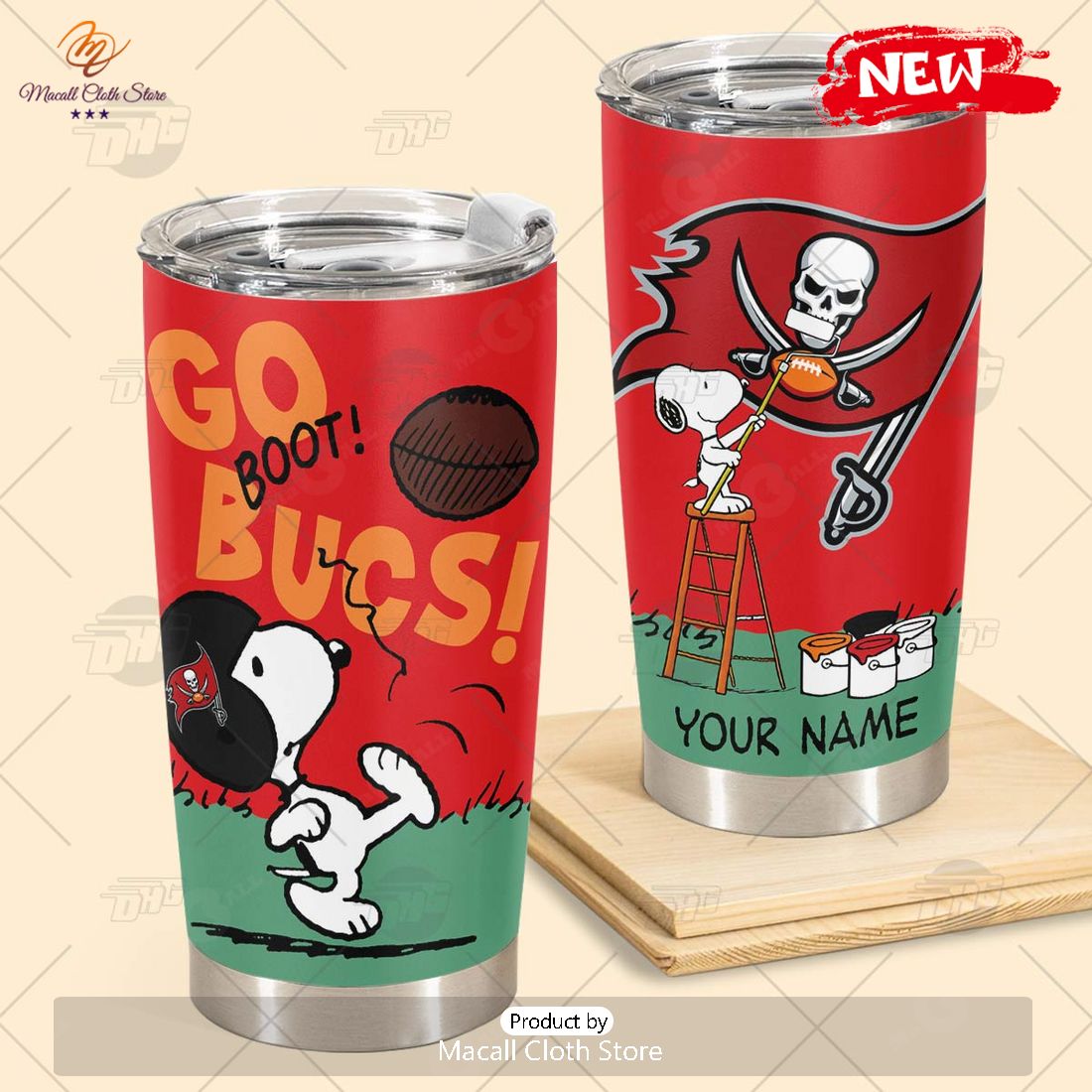 HOT Personalize NFL Tampa Bay Buccaneers Snoopy Stainless Steel Tumbler