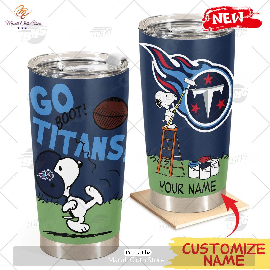 HOT Personalize NFL Tennessee Titans Snoopy Stainless Steel Tumbler HOT Personalize NFL Tennessee Titans Snoopy Stainless Steel Tumbler