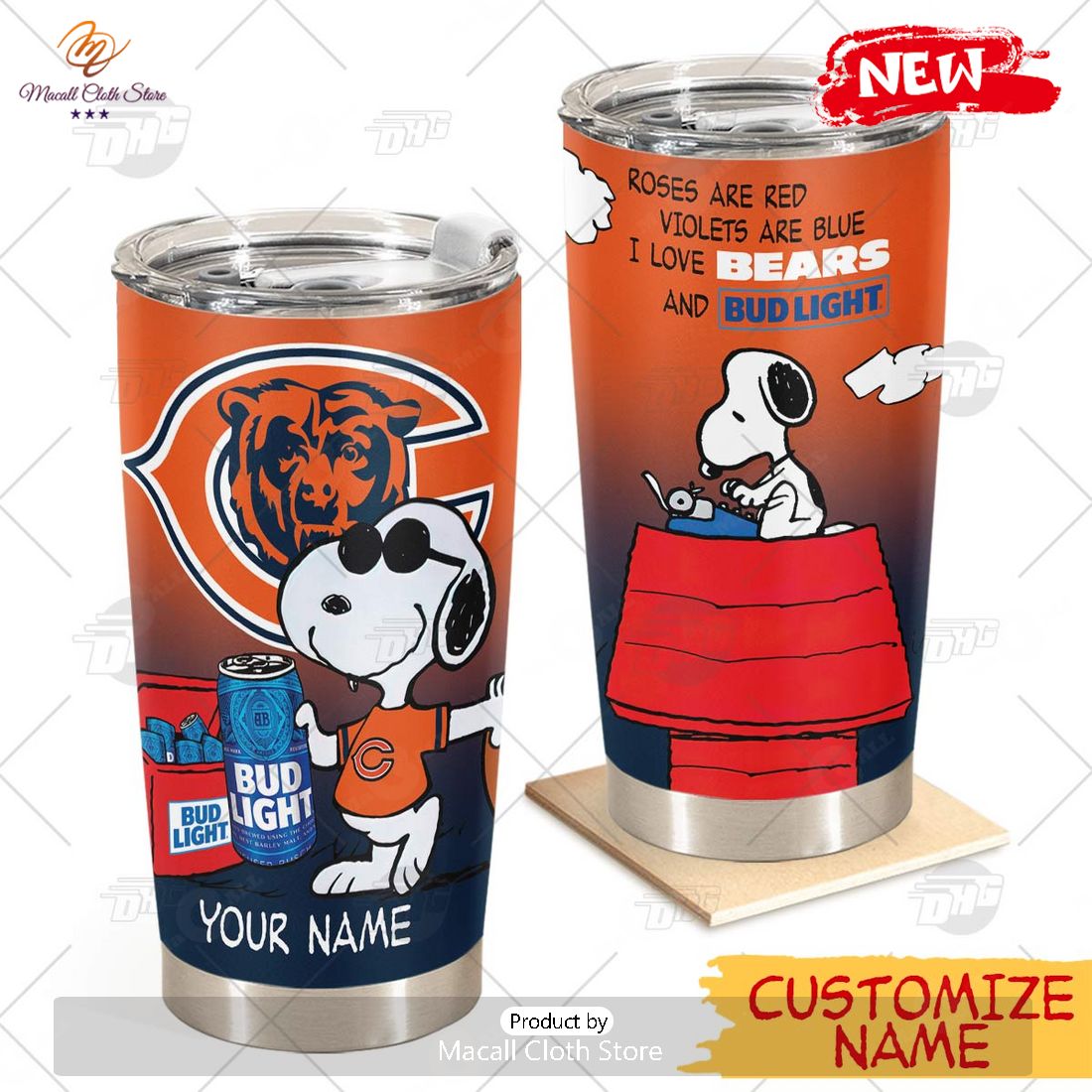 HOT Personalized NFL Chicago Bears Snoopy BUD LIGHT Beer Lover Stainless Steel Tumbler HOT Personalized NFL Chicago Bears Snoopy BUD LIGHT Beer Lover Stainless Steel Tumbler