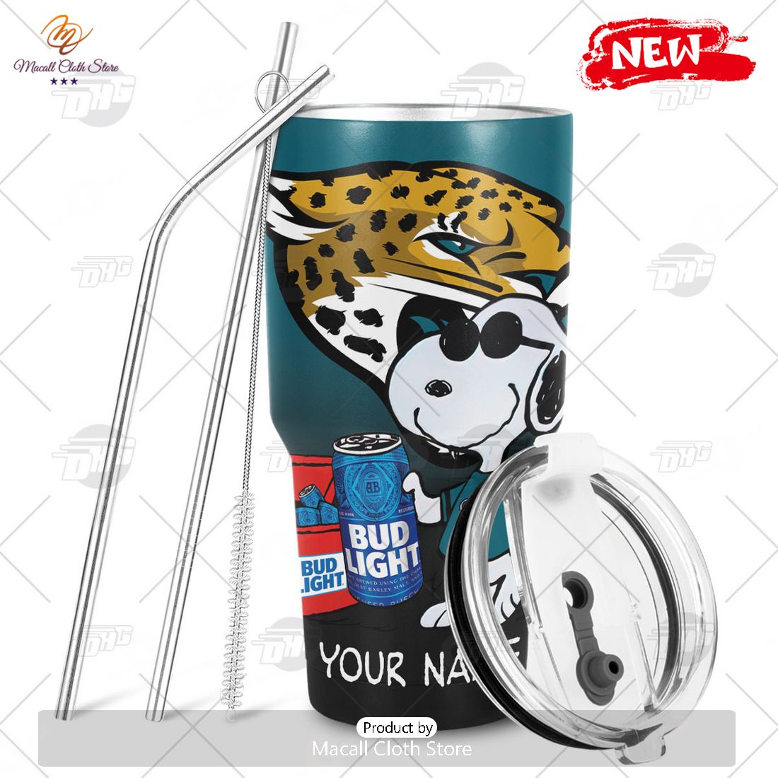 HOT Personalized NFL Jacksonville Jaguar Snoopy BUD LIGHT Beer Lover Stainless Steel Tumbler HOT Personalized NFL Jacksonville Jaguar Snoopy BUD LIGHT Beer Lover Stainless Steel Tumbler