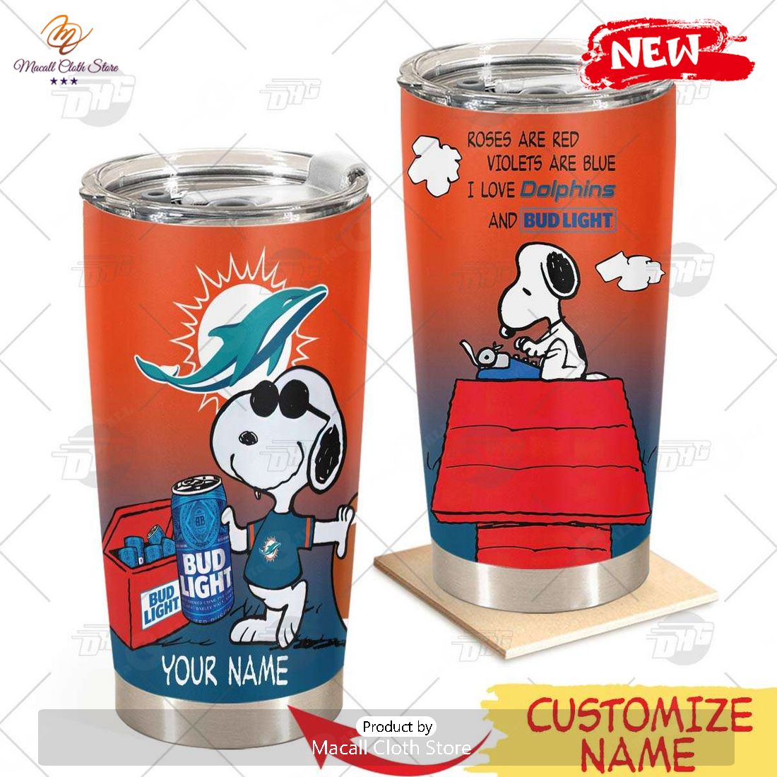 HOT Personalized NFL Miami Dolphins Snoopy BUD LIGHT Beer Lover Stainless Steel Tumbler HOT Personalized NFL Miami Dolphins Snoopy BUD LIGHT Beer Lover Stainless Steel Tumbler