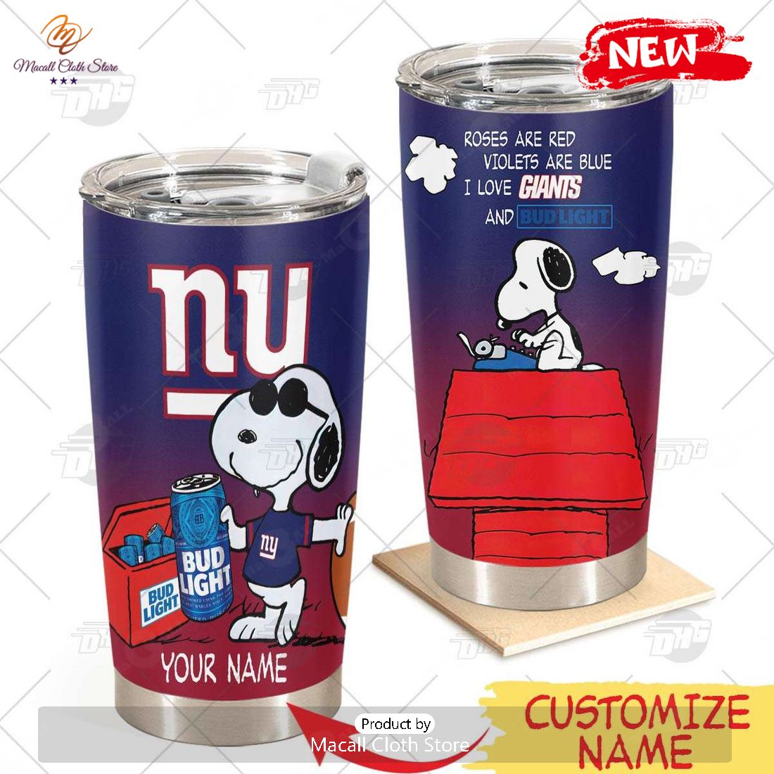 HOT Personalized NFL New York Giants Snoopy BUD LIGHT Beer Lover Stainless Steel Tumbler HOT Personalized NFL New York Giants Snoopy BUD LIGHT Beer Lover Stainless Steel Tumbler