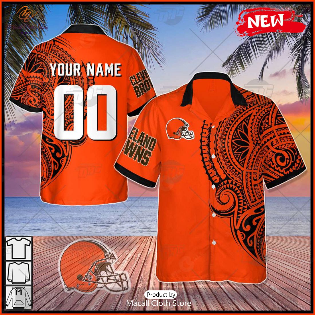 HOT Personalize NFL Cleveland Browns Polynesian Tattoo Design Hawaiian Shirt HOT Personalize NFL Cleveland Browns Polynesian Tattoo Design Hawaiian Shirt
