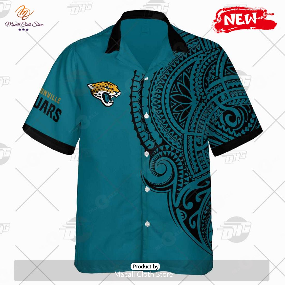 HOT Personalize NFL Jacksonville Jaguars Polynesian Tattoo Design Hawaiian Shirt