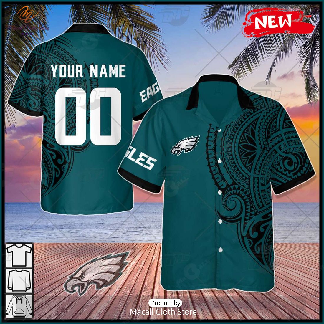 HOT Personalize NFL Philadelphia Eagles Polynesian Tattoo Design Hawaiian Shirt