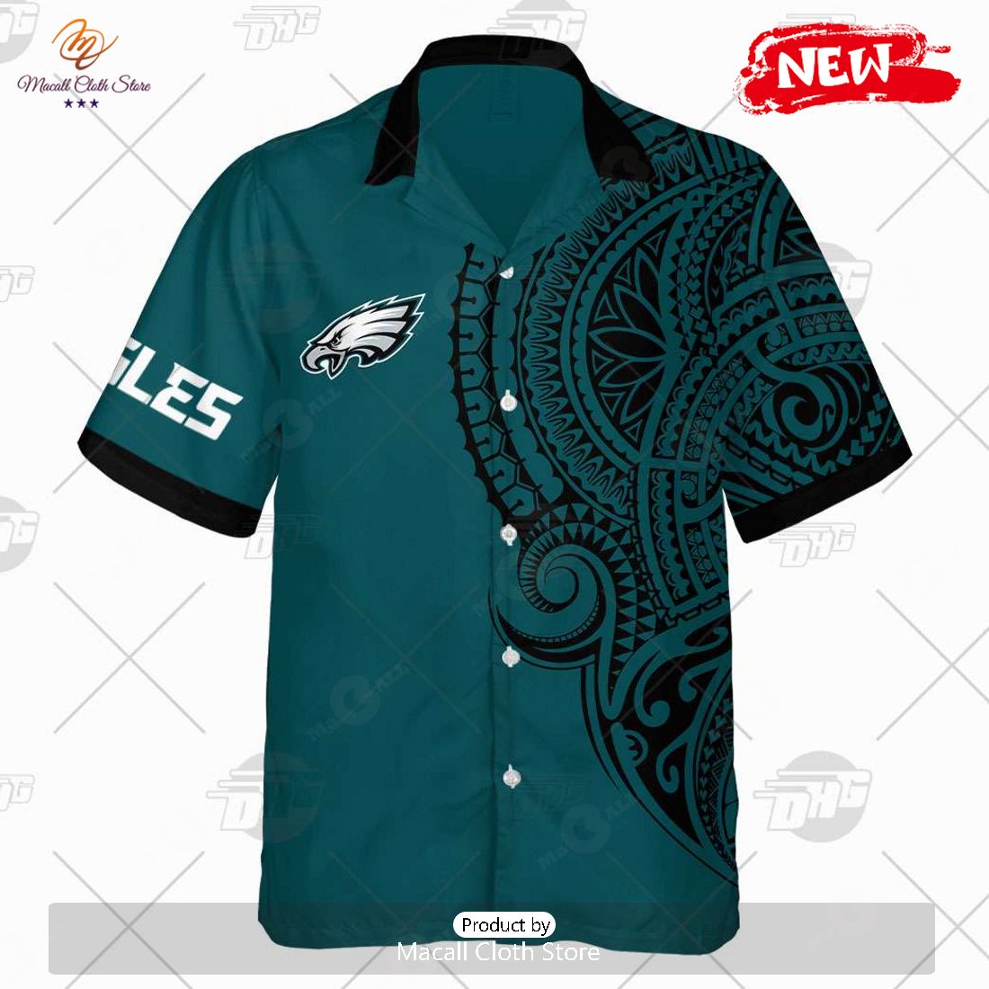 HOT Personalize NFL Philadelphia Eagles Polynesian Tattoo Design Hawaiian Shirt